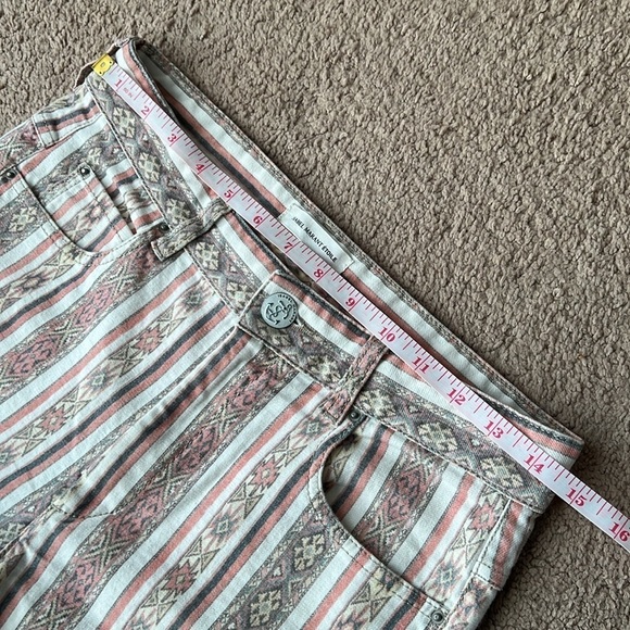 Isabel Marant Etoile Printed Striped Tribal Straight Leg Mid Rise Crop Jeans - Picture 8 of 10